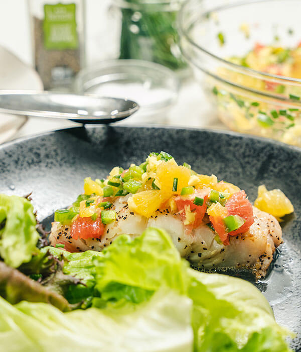 Pan-Seared Halibut with Season Citrus Salsa