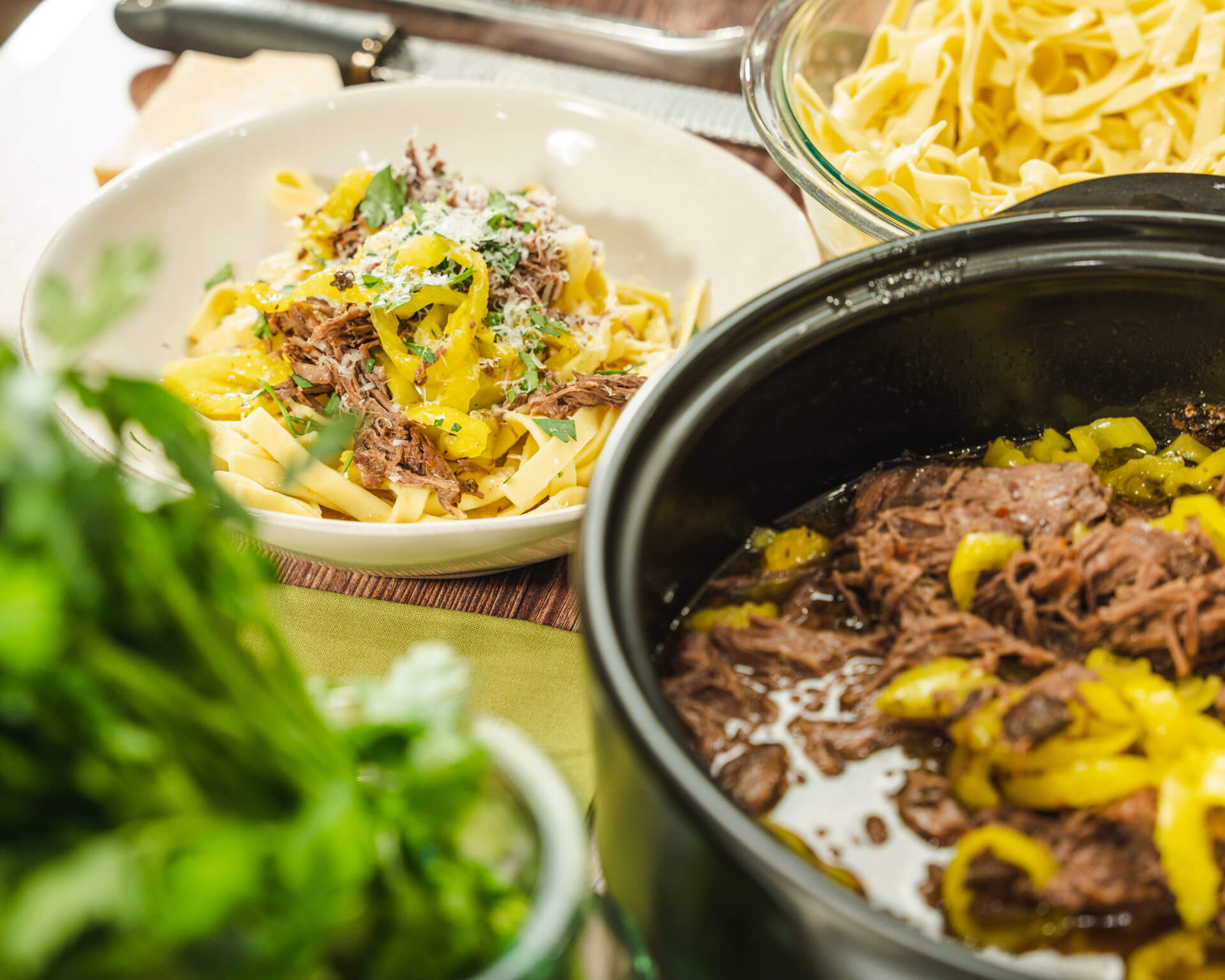Slow Cooker Italian Beef and Noodles