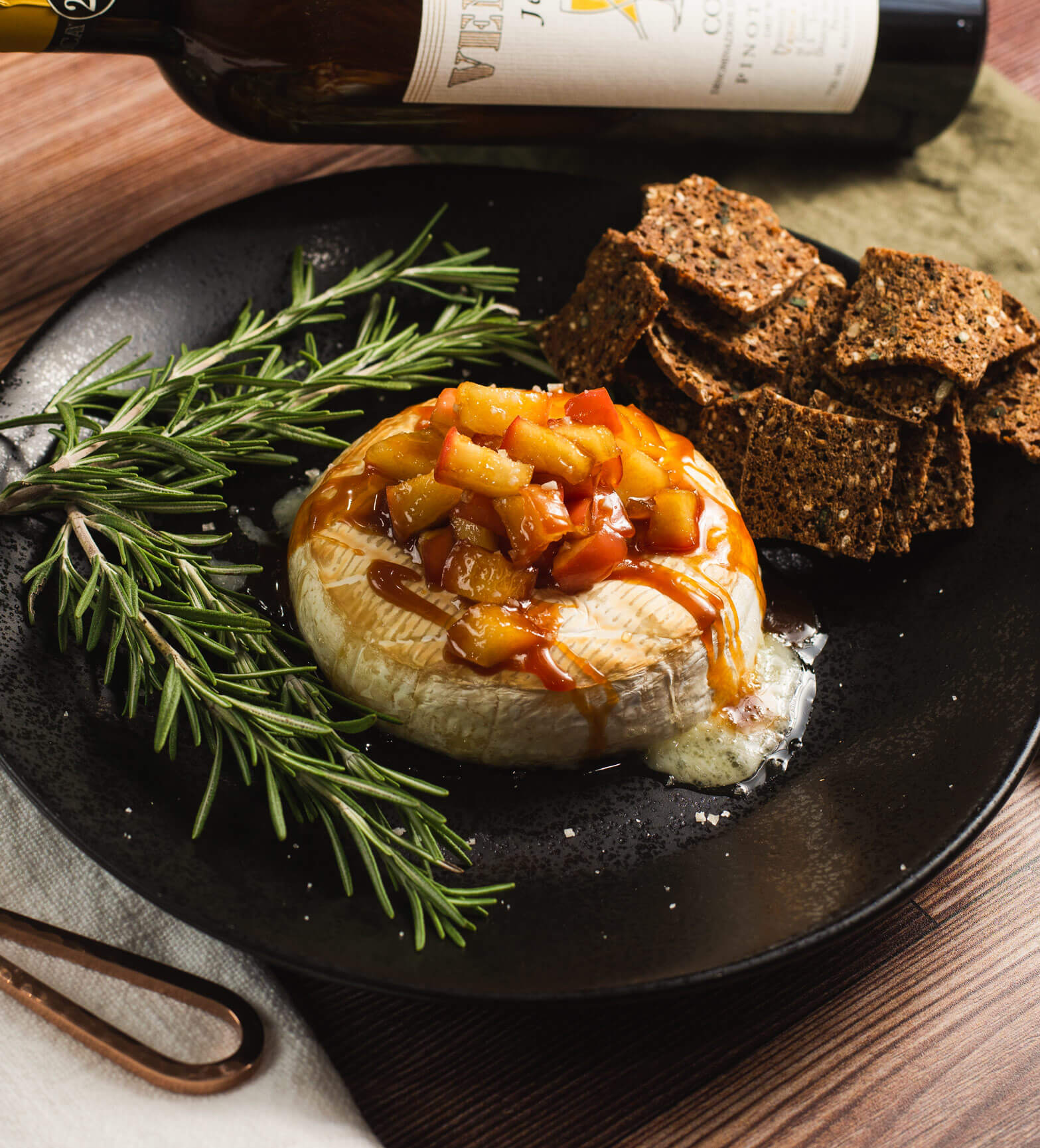 Baked Brie with Apples and Salted Caramel