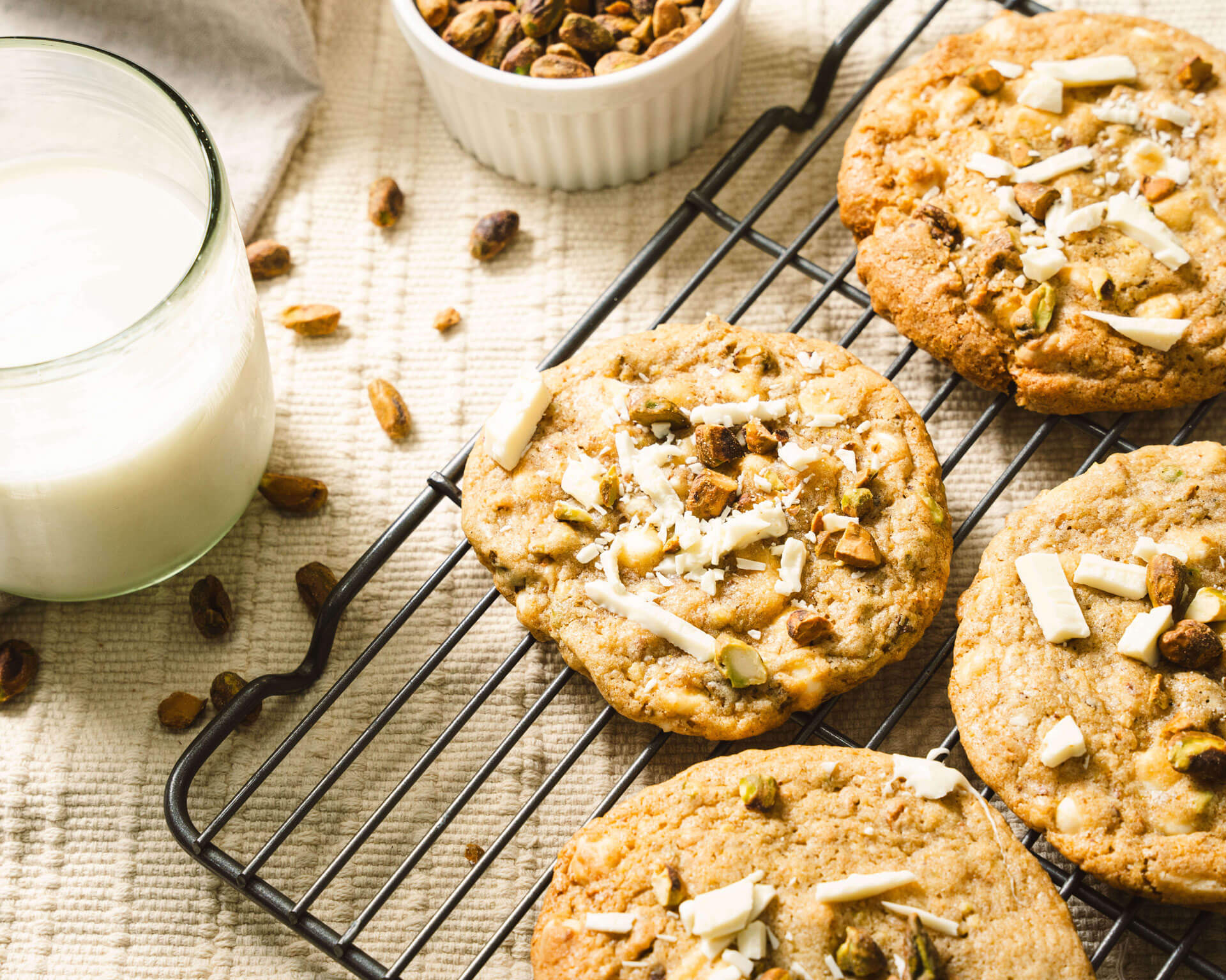 Pistachio and White Chocolate Chip Cookies